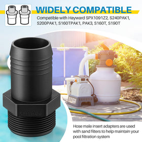 Saillong pool hose adapter showing 1-1/2 inch MIP connection for replacement
