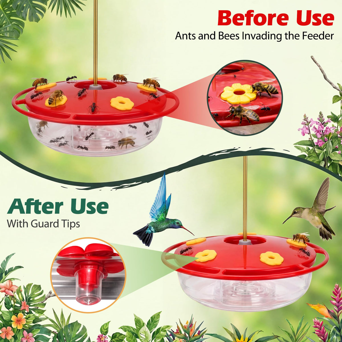 Saillong silicone bee guard clear design fits feeder ports to deter insects