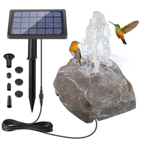 Saillong solar fountain birdbath assembly in a sunny garden