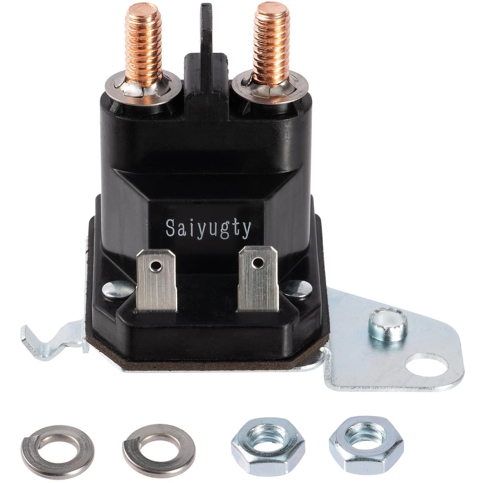 Saiyugty 725-06153A starter solenoid close up showing brass coils for quick mower starts.