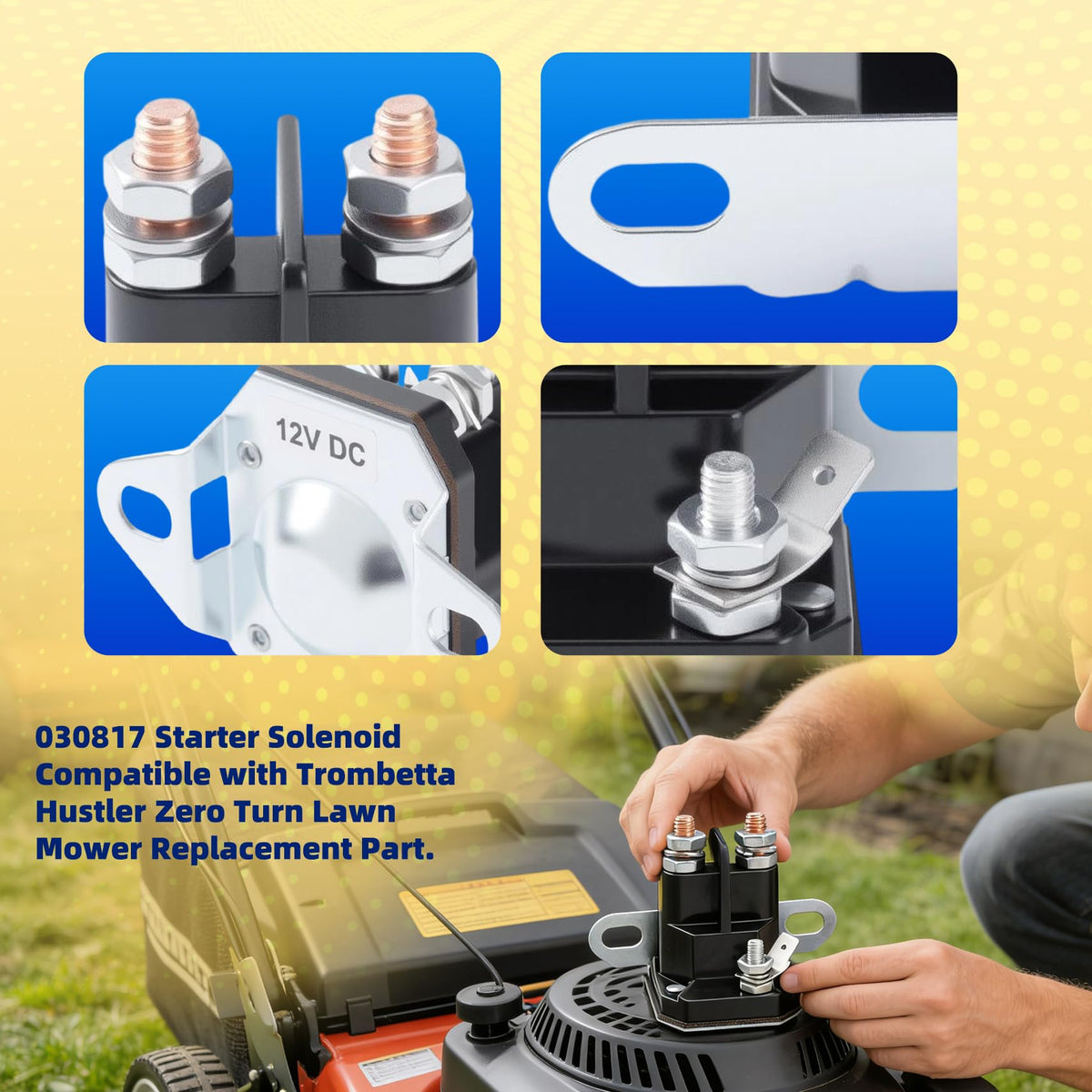 Saiyugty 12V starter solenoid ready for quick engine cranks on outdoor equipment.