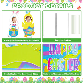 Sakayo bunny and chick yard sign setup enhances lawn displays and festive photo moments.