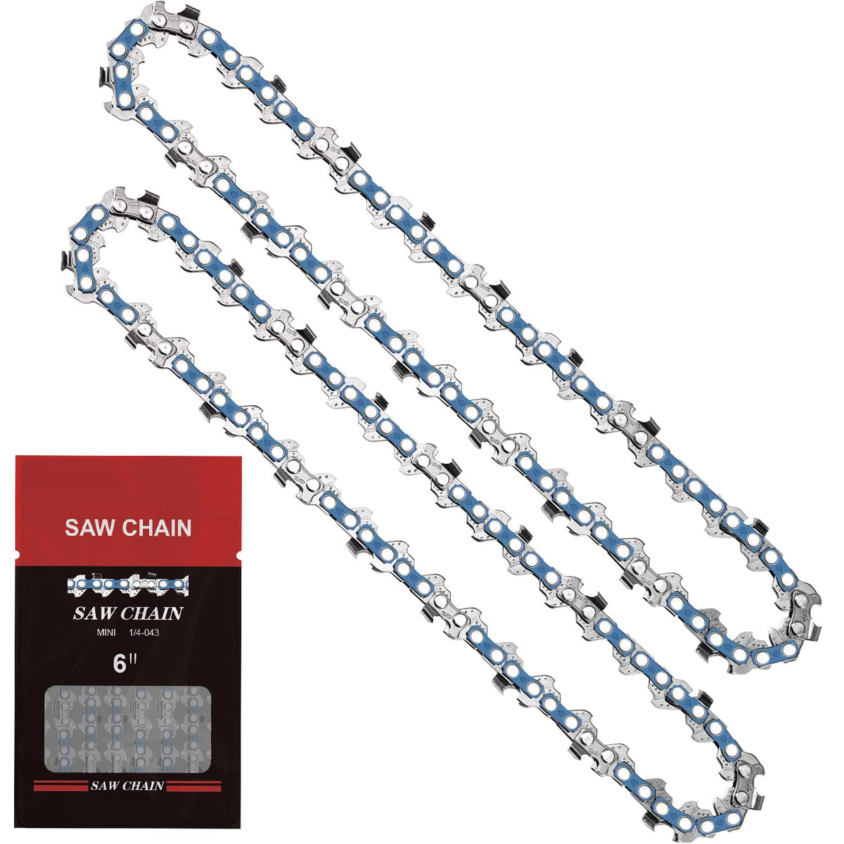 Saker 6-inch mini chainsaw chain in pack for quick pruning replacement.