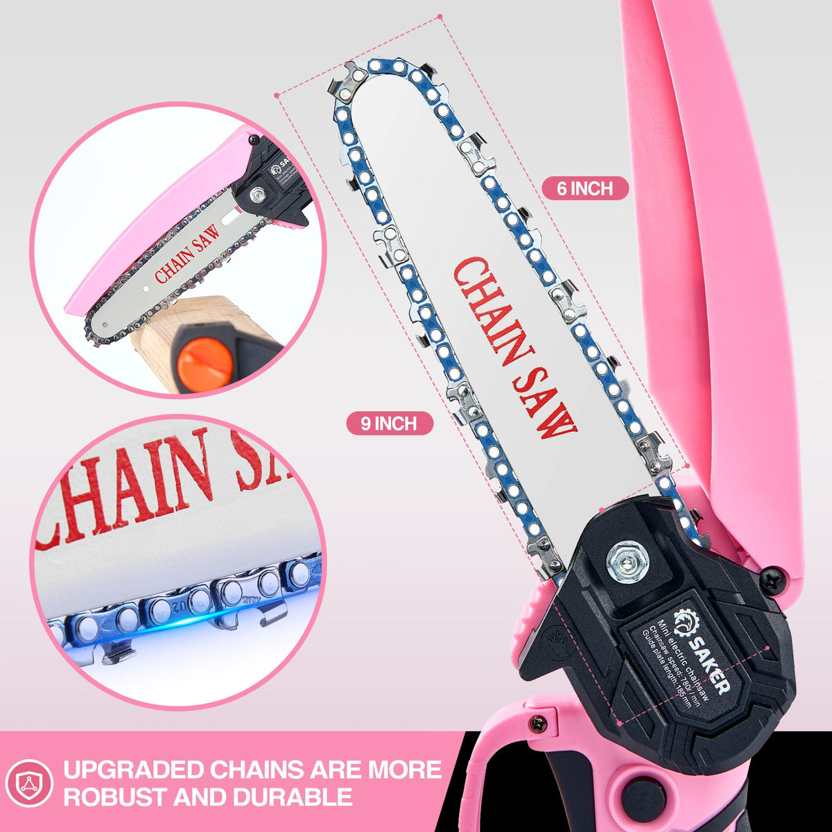 Saker easy chain replacement guide shows quick install steps.