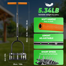 Using the Saker aerator yields multiple holes per stride.