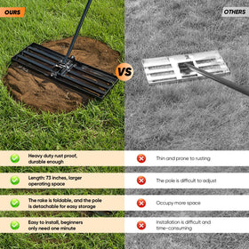Saker rake with durable construction for long-lasting yard smoothing tasks
