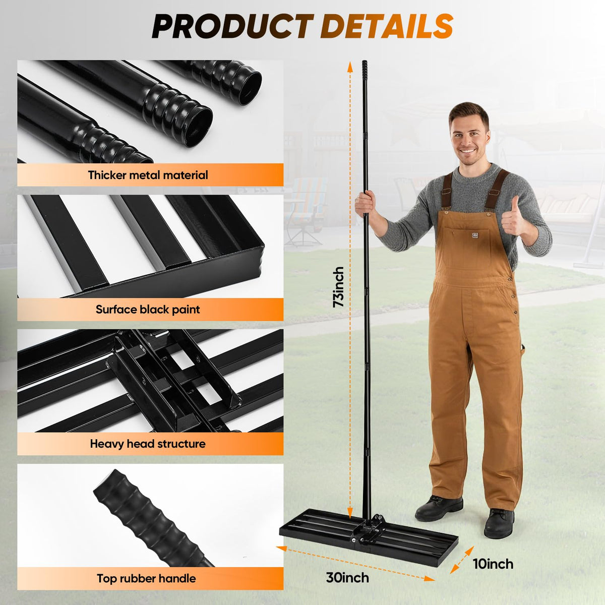 Saker rake with scratch-resistant coating for rugged outdoor use