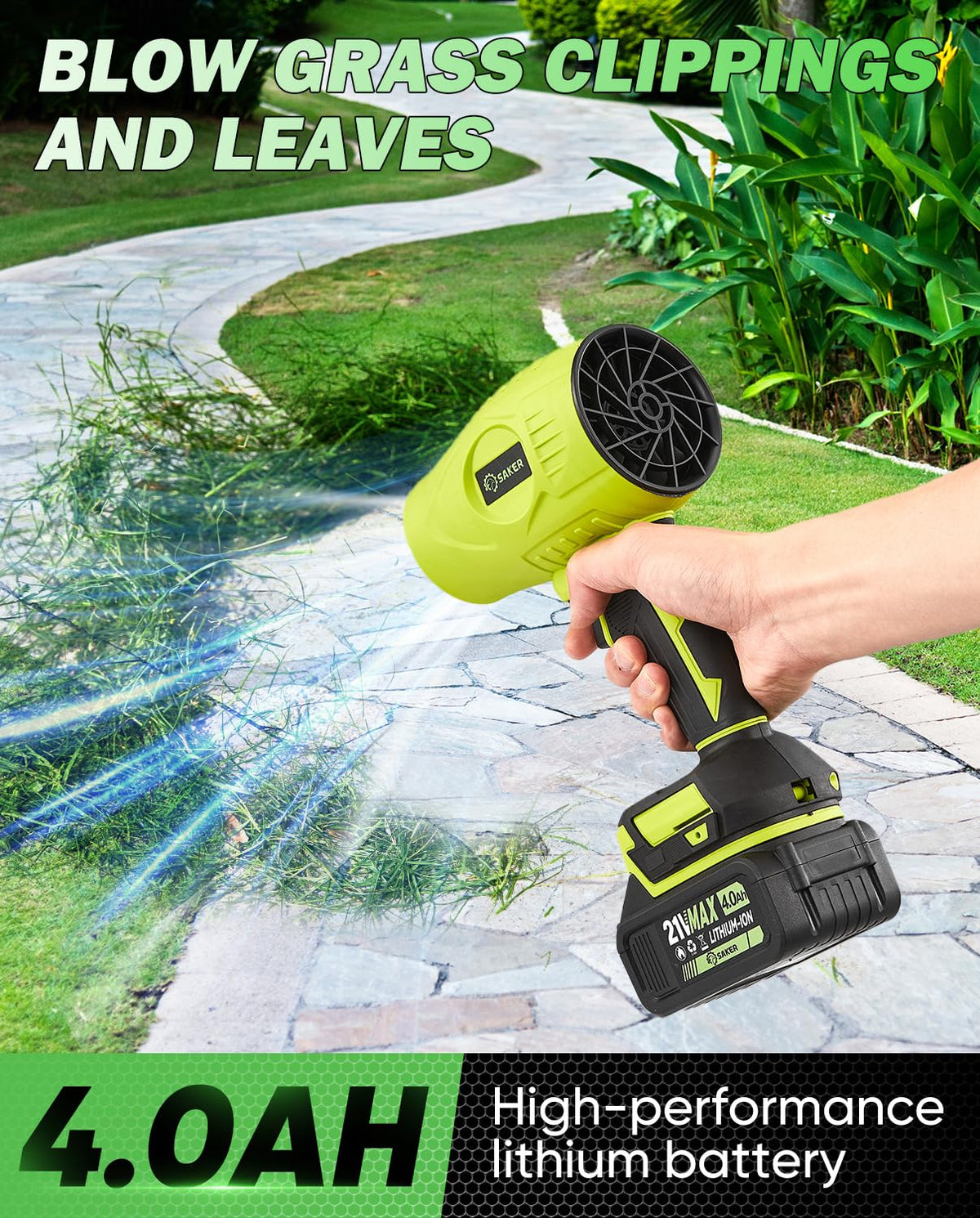 Adjustable speed control lets you tailor wind for different tasks.