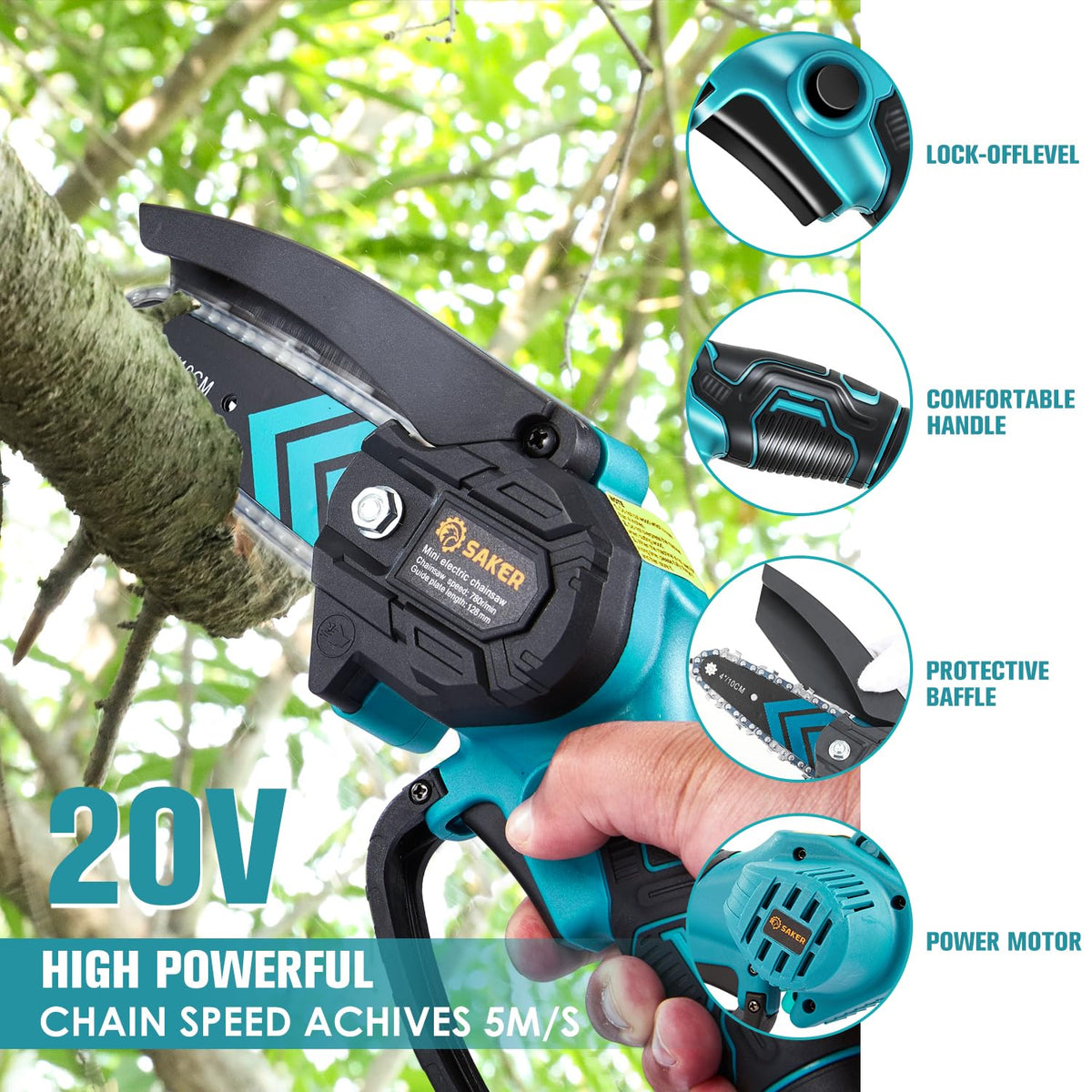 Saker Mini battery charges quickly to minimize downtime.