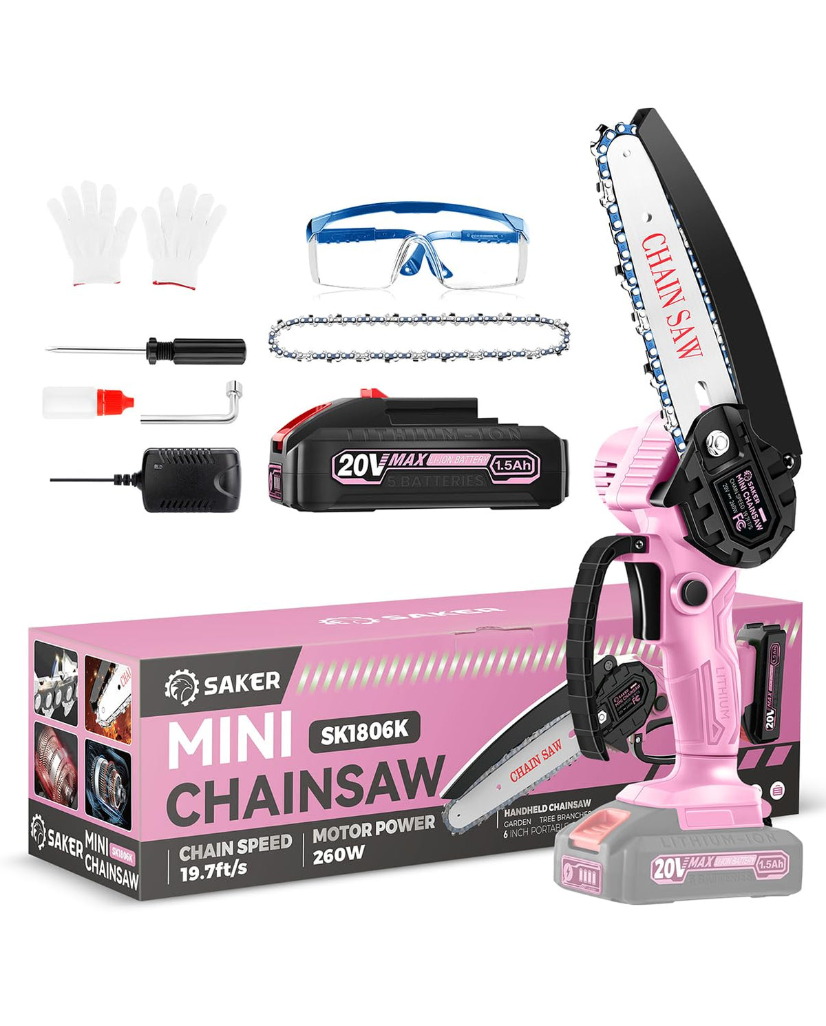 Saker Mini Chainsaw 6 inch battery compartment for easy charging and quick setup