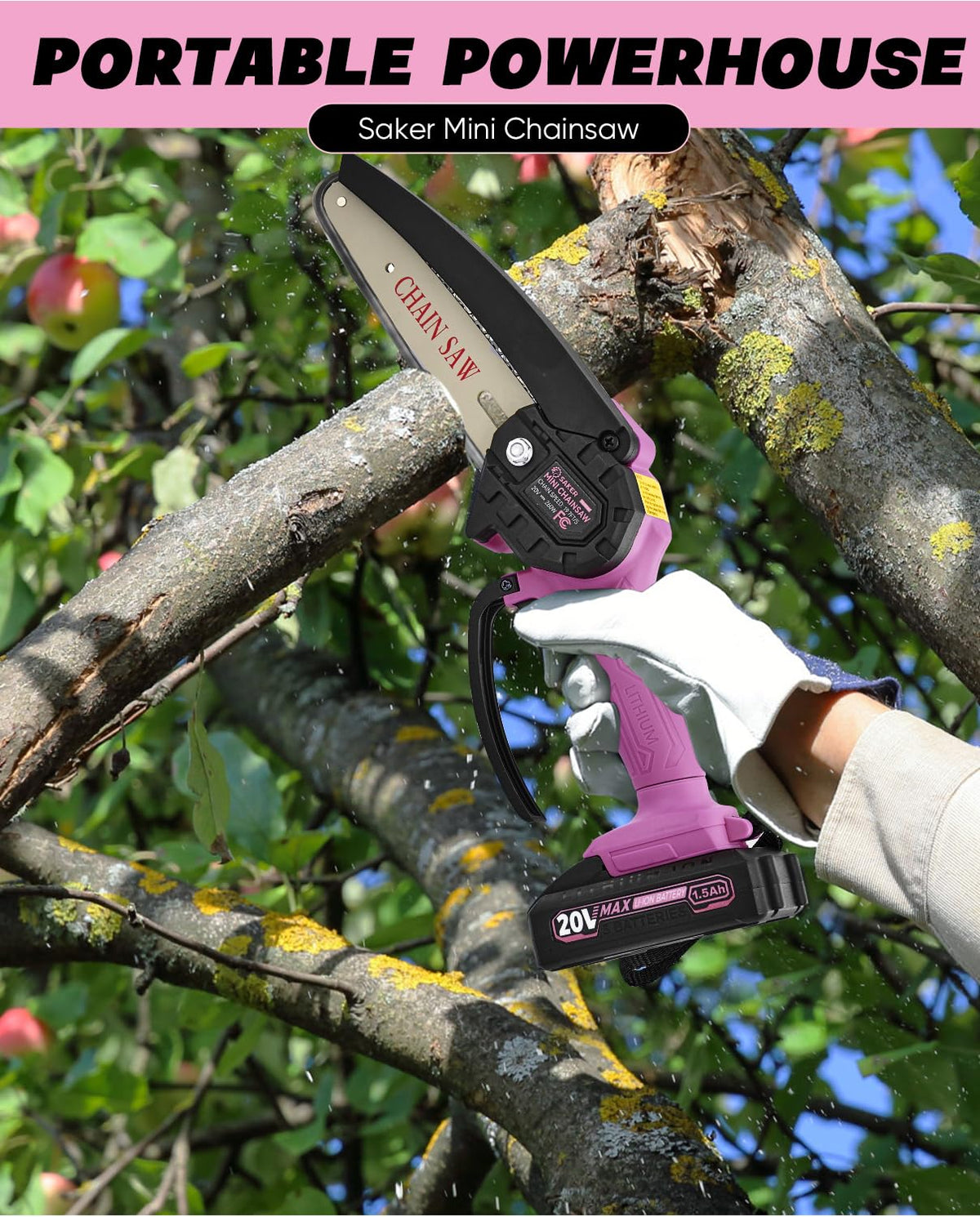 Saker Mini Chainsaw battery pack with long lasting charge for extended use