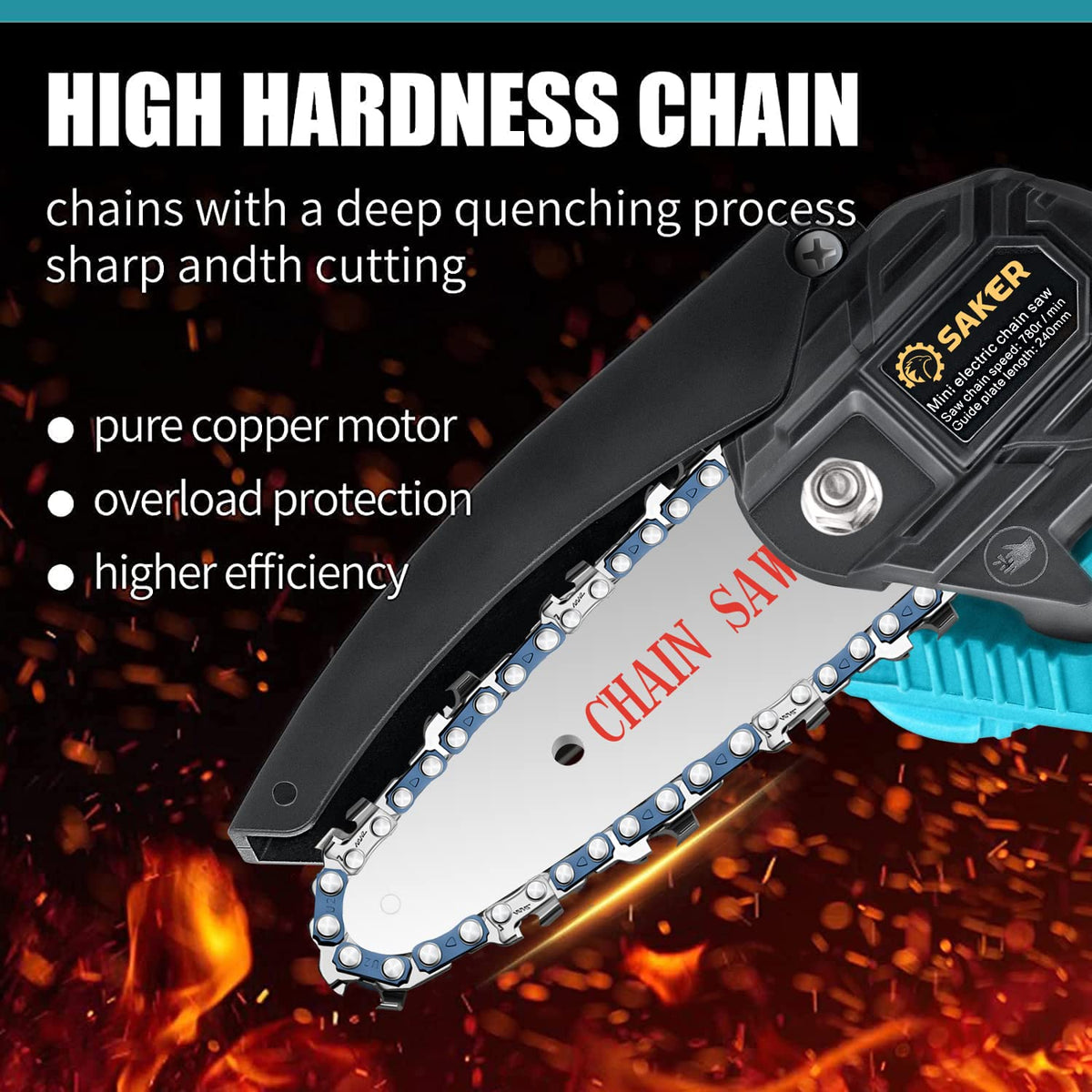 Saker portable electric chainsaw chain attachment for versatility