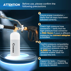 Saker pressure washer gun enables precise control during exterior cleaning.