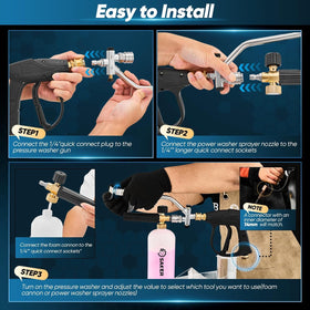 Saker quick-connect wand attachment enables fast setup between tasks.