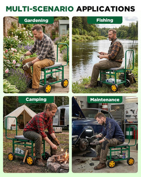 Saker rolling cart seniors-friendly design reduces bending strain