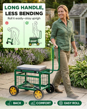 Saker rolling garden cart with 500lb steel frame for durability