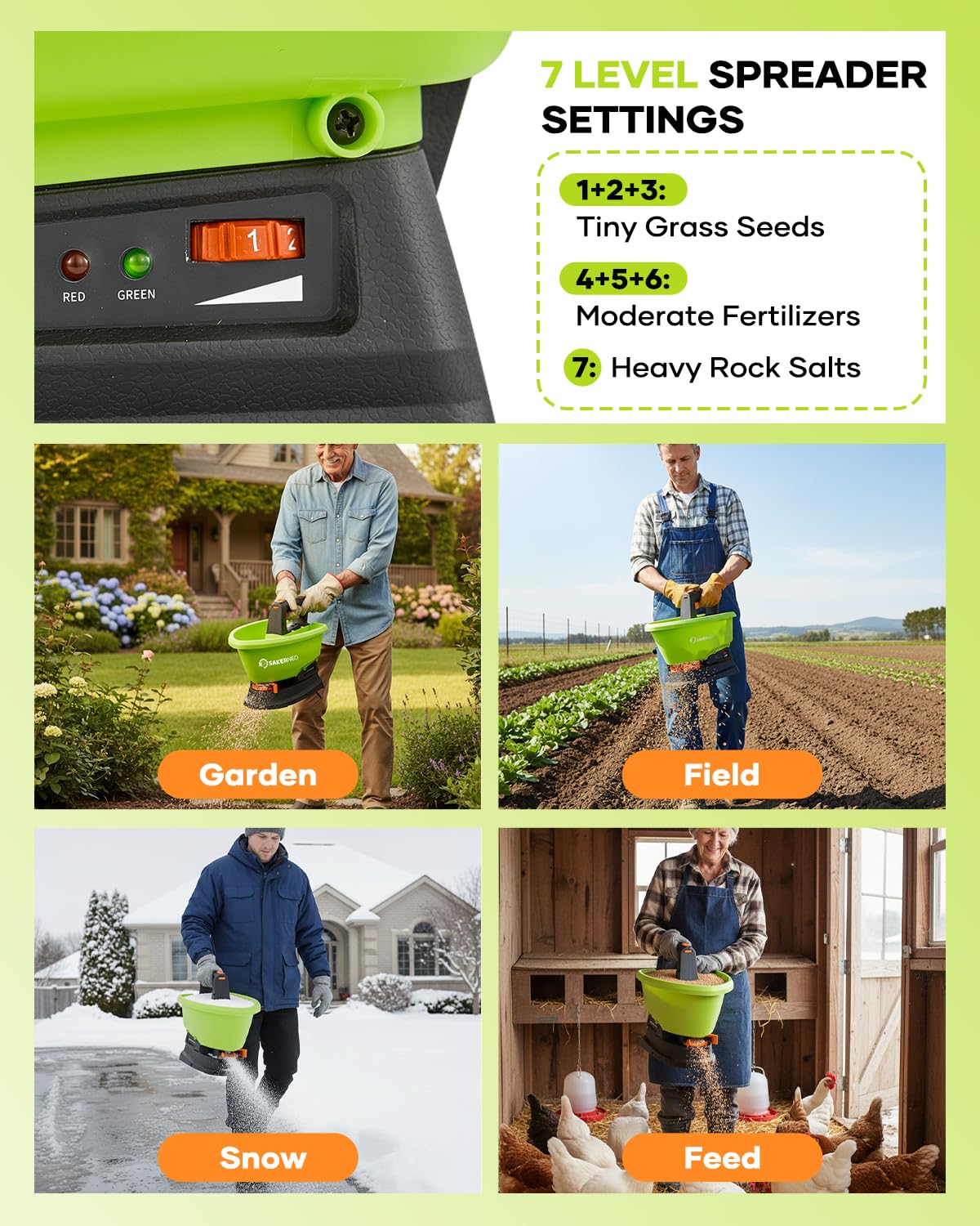 SAKERNEO offers 7 settings for various materials.