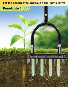 SakerPlus lawn aerator highlights 15 sharp spikes for efficient soil loosening