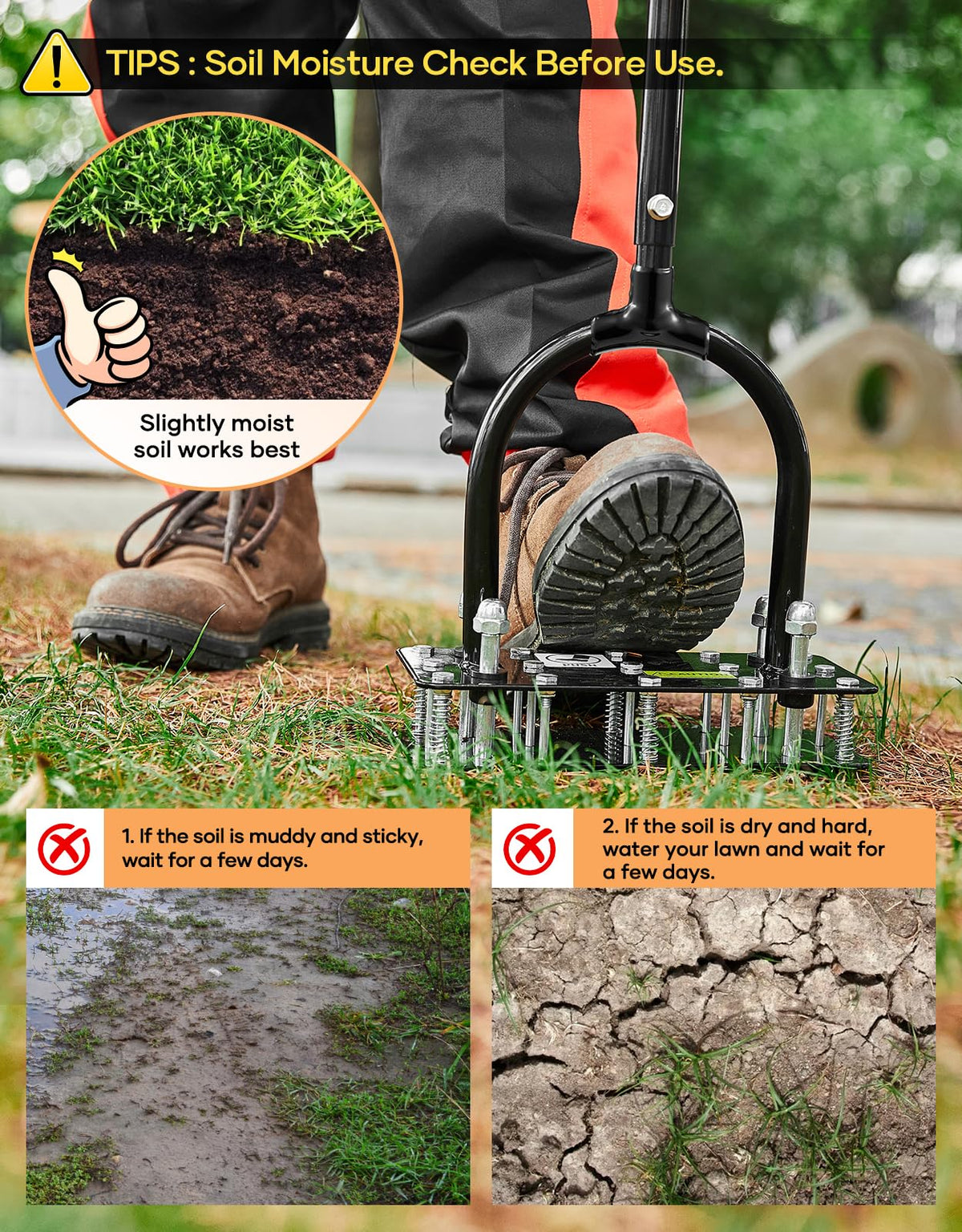 SakerPlus aerator in use on soft soil to improve air and nutrient access