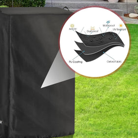 Saking lawn mower cover side handles for easy placement