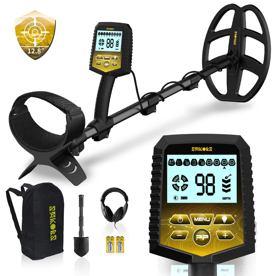 SAKOBS foldable metal detector - compact, portable for beach or park treasure hunts