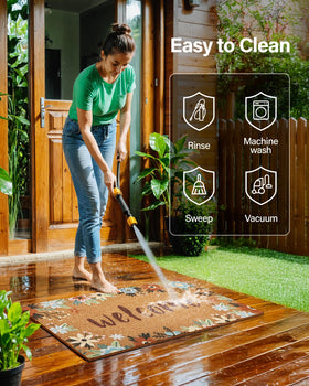 SAKSUN mat easy to vacuum, shake, or hose for quick cleaning