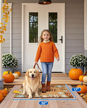 SAKSUN holiday ready decor mat welcomes guests while protecting floors