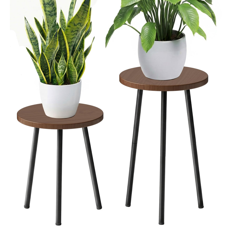 SAKSUN 14-inch wood and metal plant stand supports small spaces and stylish displays.