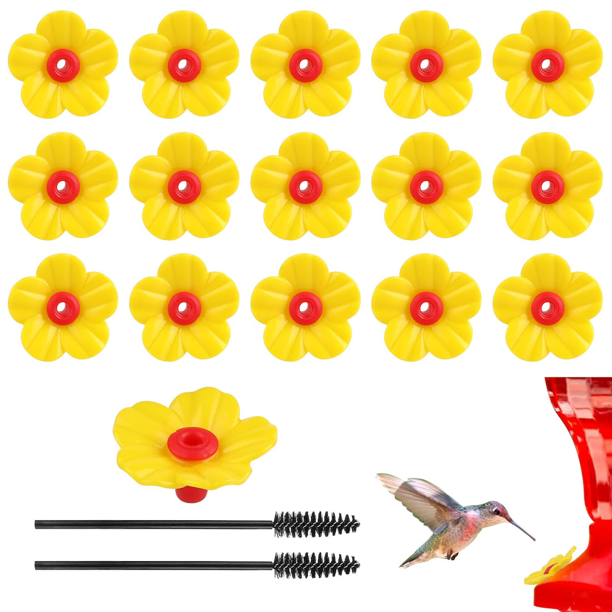 Salbsever hummingbird feeder replacement flowers 16-piece set for easy refreshment