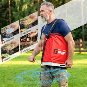Salcod adjustable broadcast control enables precise seed or fertilizer application.