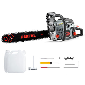 Salem Master gas chainsaw with 20-inch bar for efficient outdoor cutting.