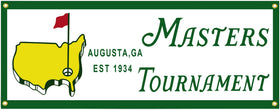 Salmophy Golf Masters Augusta banner flag displayed indoors for wall decor.