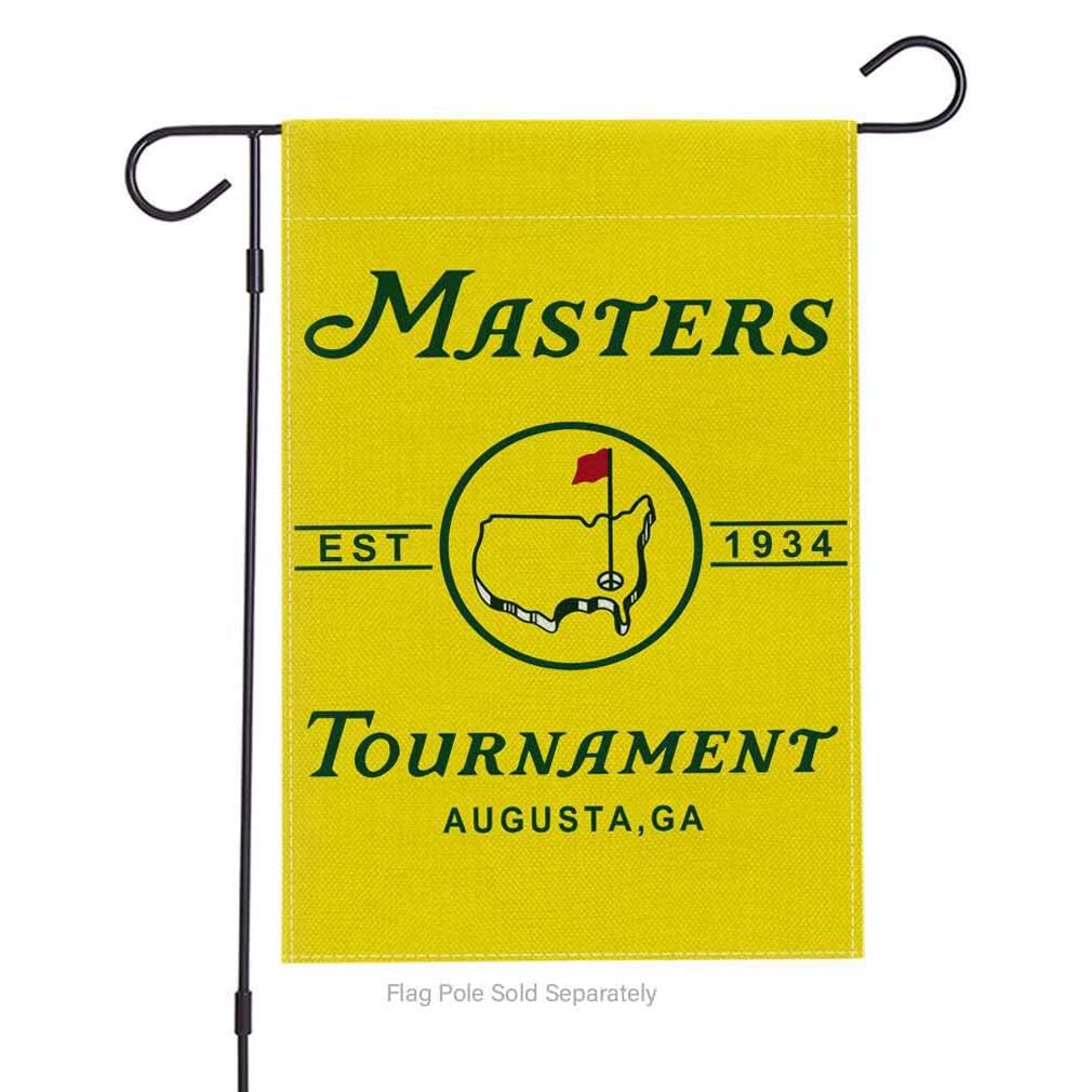 Salmophy Masters garden flag with Augusta National poster, readable from both sides outdoors.