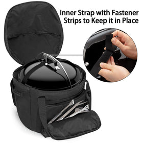 SAMDEW grill bag interior nylon fastener secures the grill during transport.