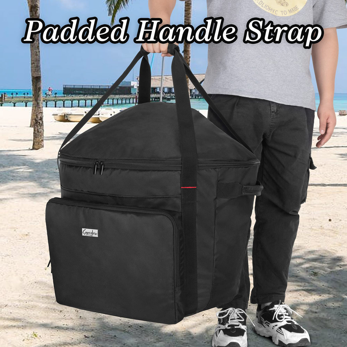 SAMDEW padded handles offer comfortable carrying for longer trips.