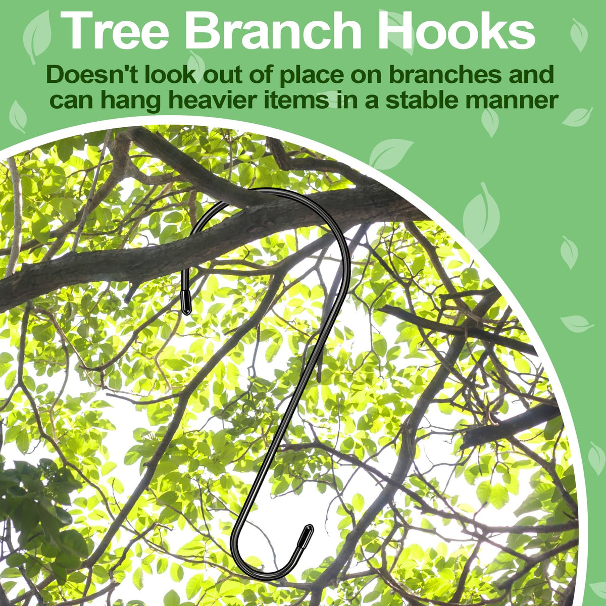 samhard steel tree branch hook showing rust-resistant finish for all-weather use.