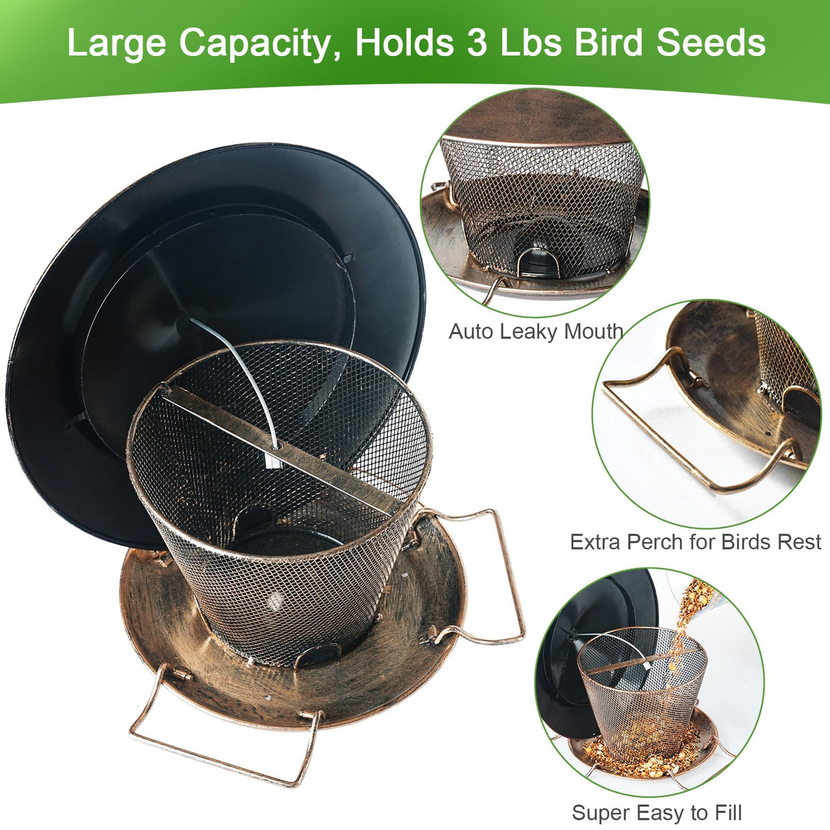 Samhe chew-proof metal construction resists squirrel damage for longer feeding sessions.