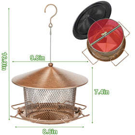 Samhe feeder shows four feeding ports and perches for multiple birds.
