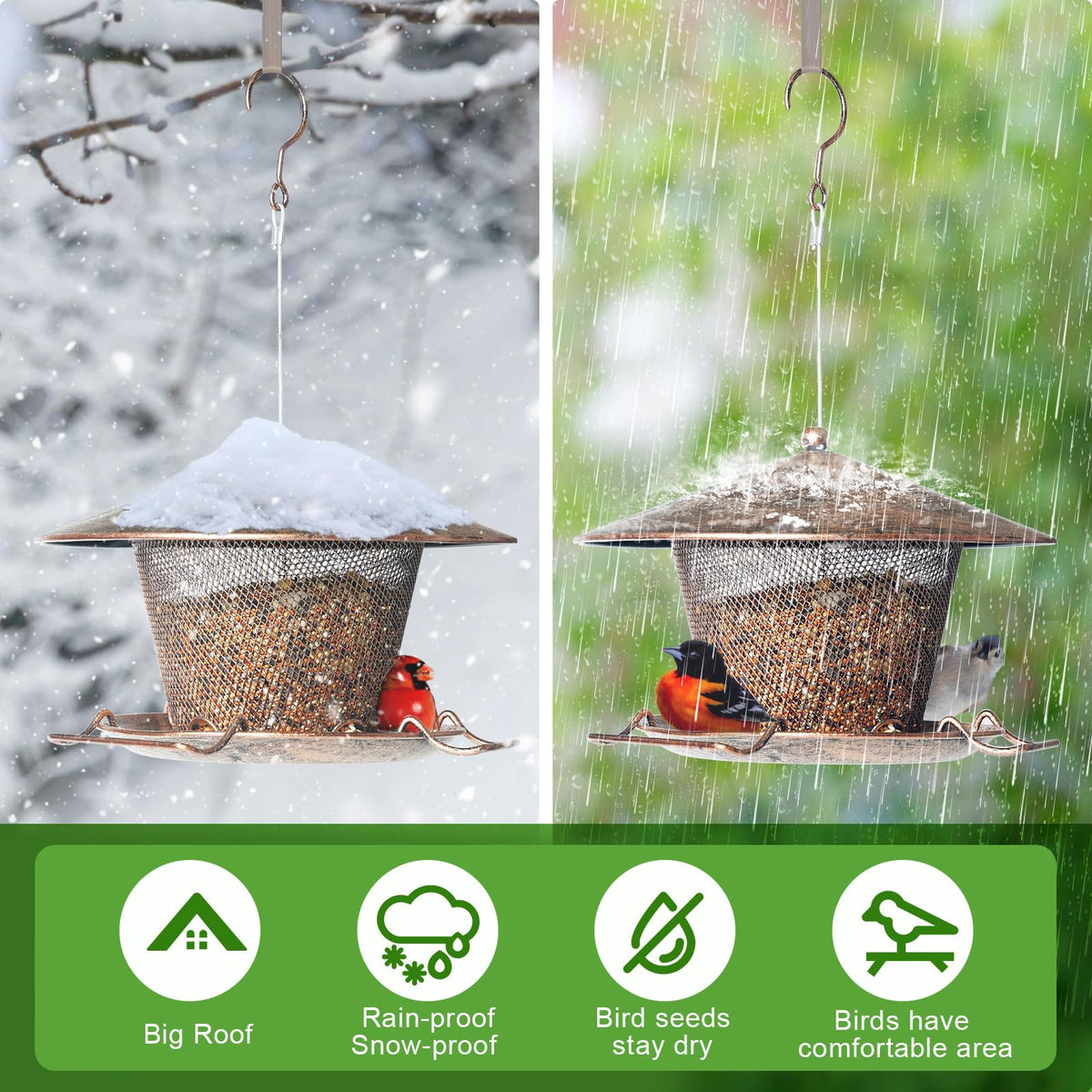 Samhe powder-coated finish provides rust resistance for seasonal outdoor use.