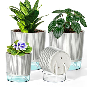 Samhe self-watering pot 4-inch top view with visible reservoir for easy water monitoring