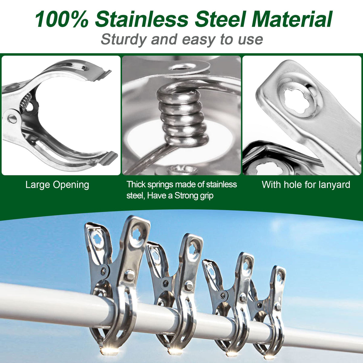 Samhopo clip illustrates compatibility with 1/2, 3/4, and 1 inch hoops.