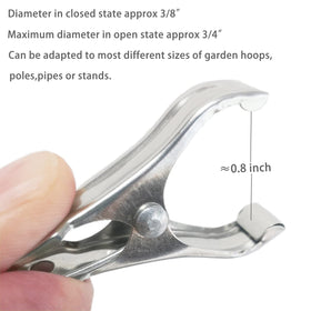 Samhopo stainless steel body clip in use on a greenhouse frame.
