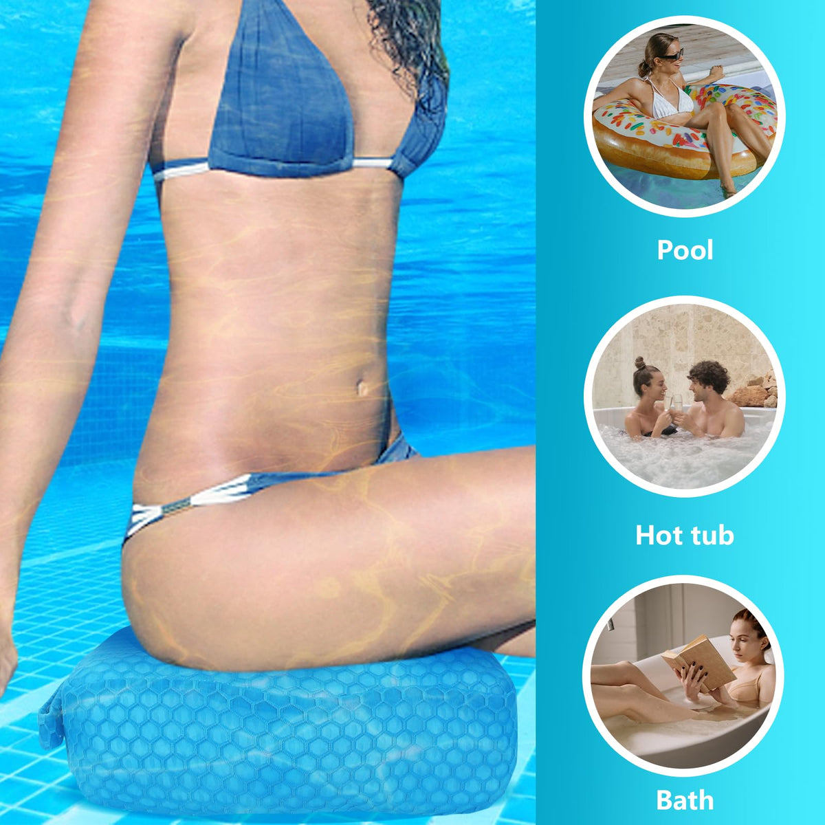Samplife booster seat—durable hidden zipper for easy removal and tub protection.