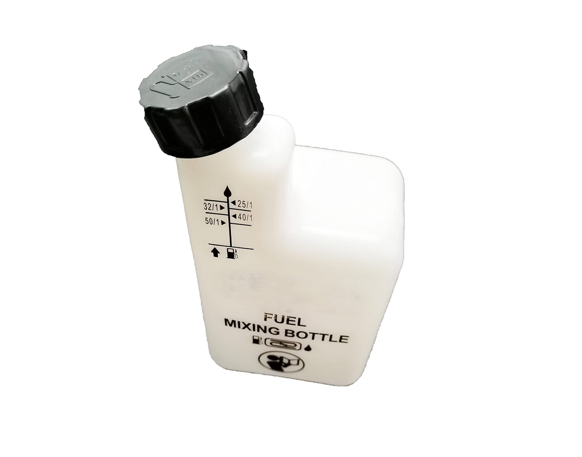 Sanbaiyi 2-stroke mixing bottle, front view, precise ratios for reliable engine mixtures.