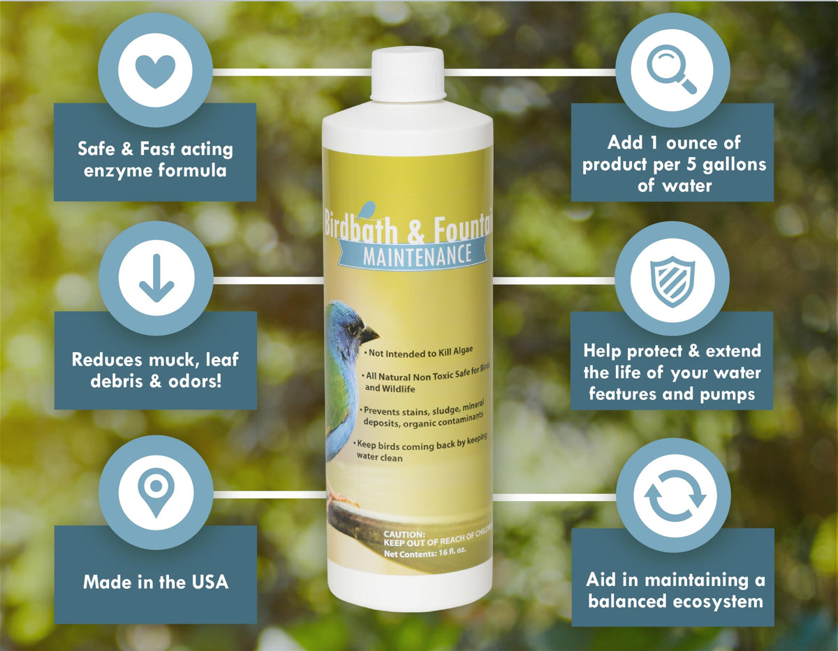 Sanco Bird Bath dosing guide shows weekly 1 oz per 5 gal.