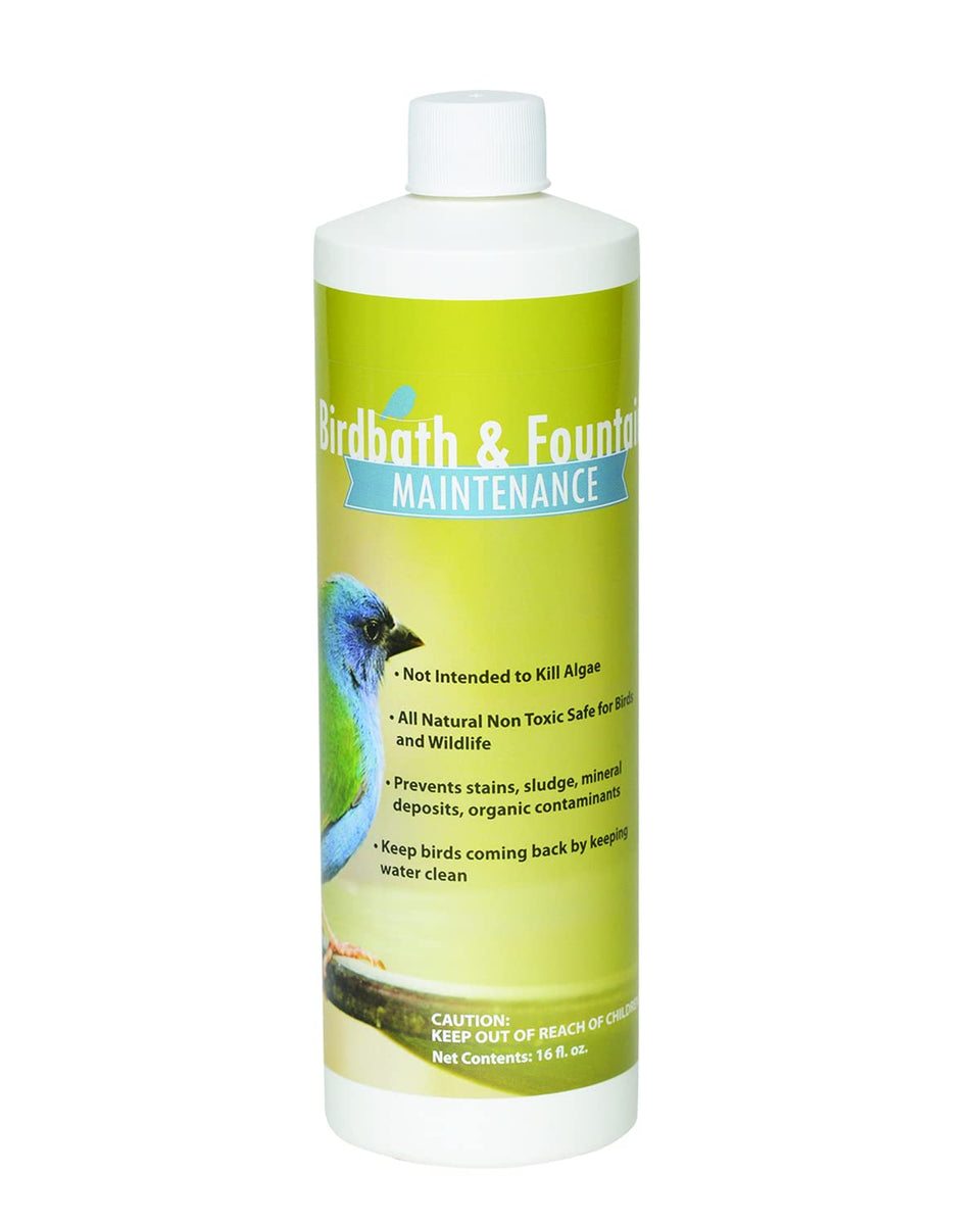 Sanco Bird Bath maintenance bottle shown for easy water feature upkeep.