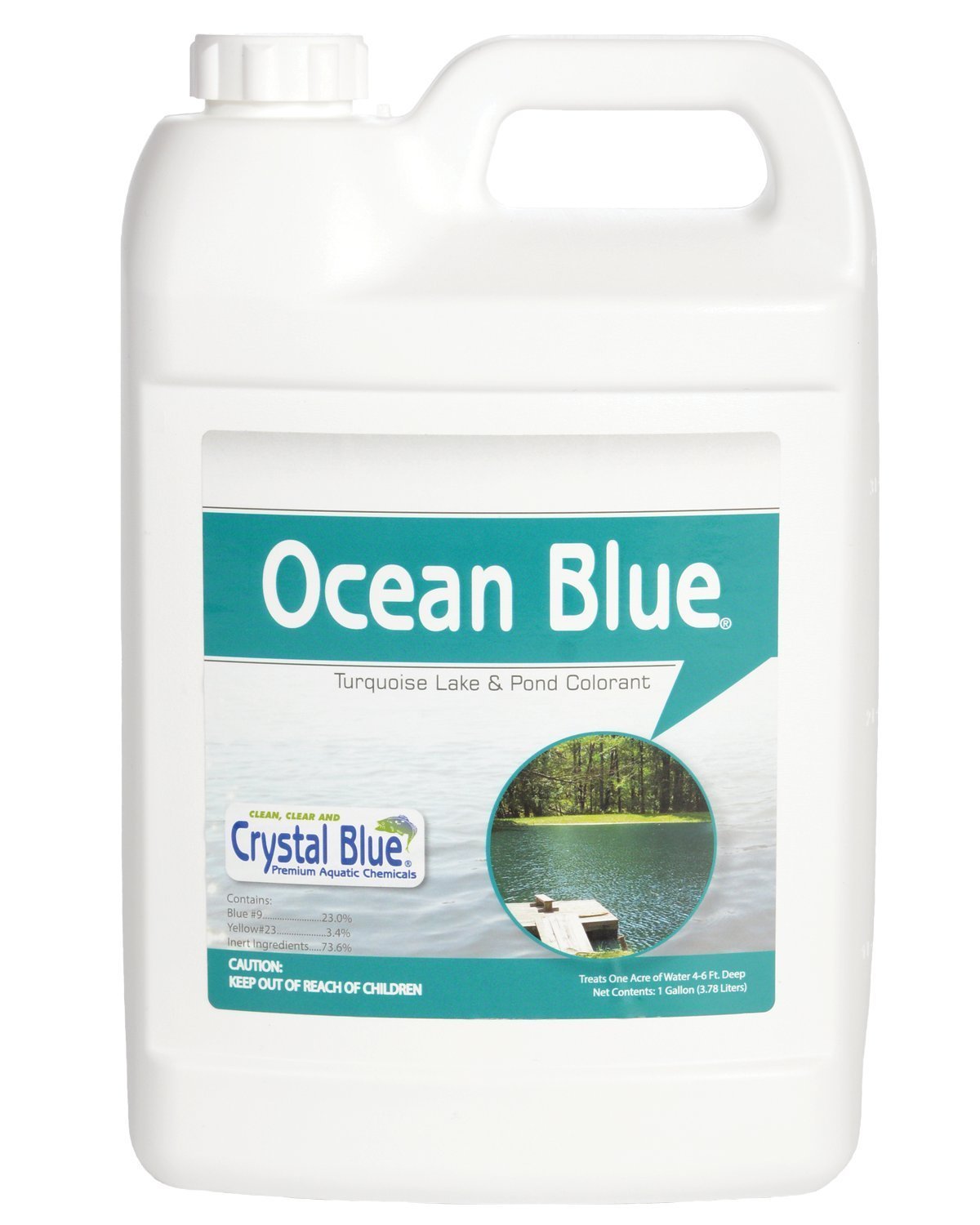Sanco Crystal Blue pond dye bottle for quick color enhancement of ponds