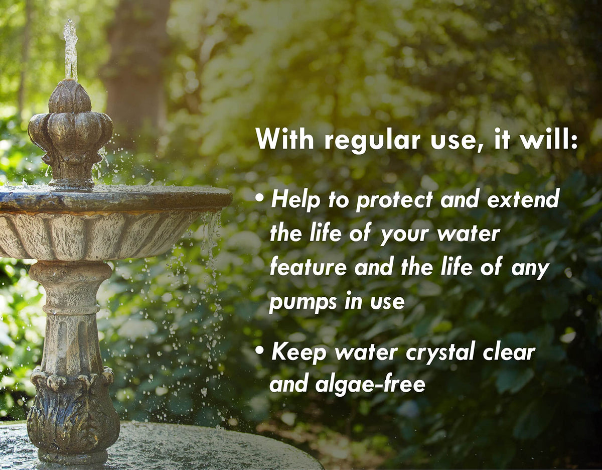Sanco Fountain Algaecide fights blanketweed for healthier water features.