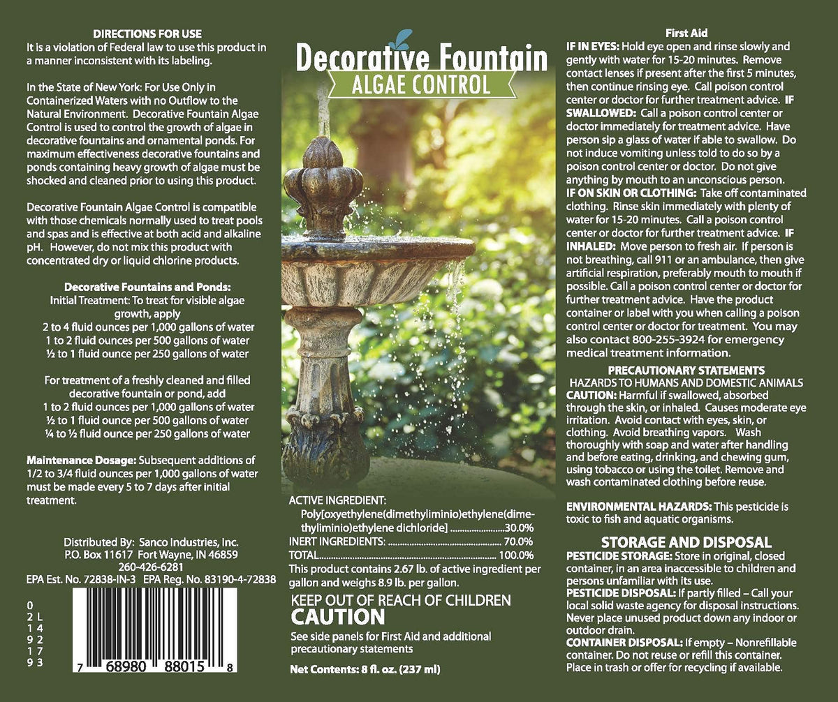 Sanco Fountain Algaecide and Clarifier pond water demo showing clarity