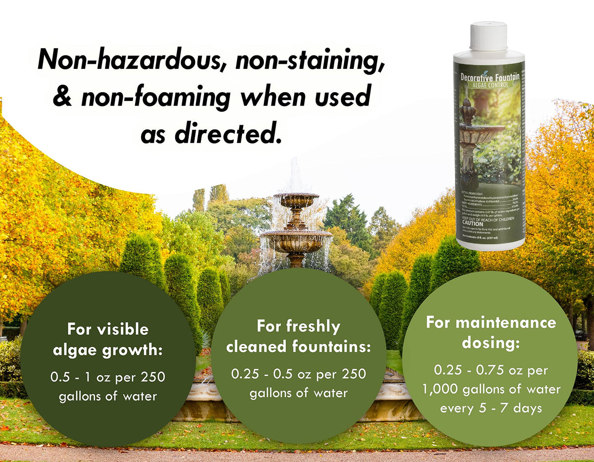 Sanco Fountain Algaecide and Clarifier water clarity after treatment